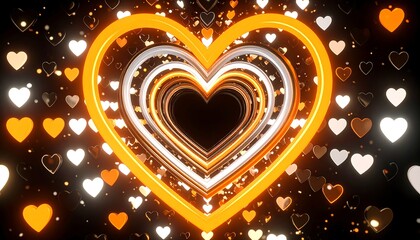 Abstract heart design with glowing lines and particles