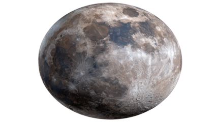 Detailed Gray and Brown Moon Surface Texture with Craters on Transparent Background