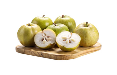 Star apples on a wooden board, some halved, showing the star shape