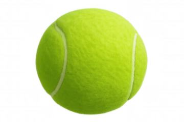 Green tennis ball spinning against transparent backdrop, highlighting athletic equipment