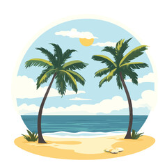 vector tropical beach with palm trees