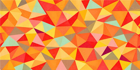Colorful seamless retro mosaic pattern with geometric triangle shapes
