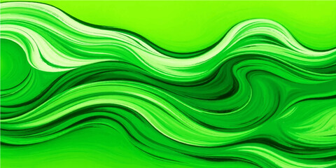 Fototapeta premium Abstract waves of light and green lines create a dynamic, colorful backdrop with a curved, flowing motion