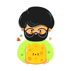 Cute cartoon character with cheese