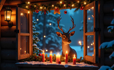 Reindeer at the Christmas Window
