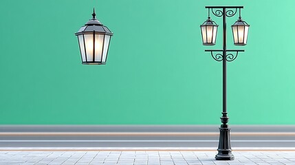 Vintage Wrought Iron Tall Lampadaire in European Style with Softly Glowing Lights