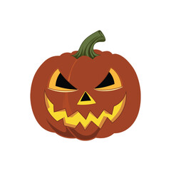 Cartoon Halloween Evil Pumpkin Jack-O’-Lantern Vector Isolated