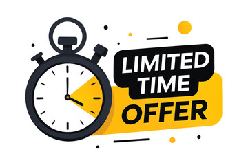 Obraz premium Flash Sale Alert Vector with Stopwatch and Bold Typography on White Background