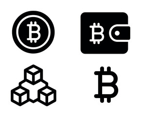Obraz premium Bitcoin symbols and blockchain icons including wallet and nodes