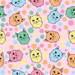 Playful cat patterns digital art colorful background fun environment whimsical viewpoint creative concept