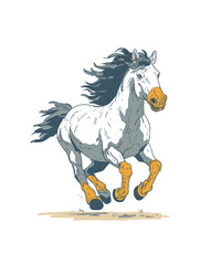 Galloping Horse with Flowing Mane and Vibrant Orange Hooves