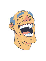 Joyful Elderly Man with Big Smile and Laughter Expression
