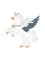 Majestic Winged Unicorn with Elegant Mane and Graceful Stance