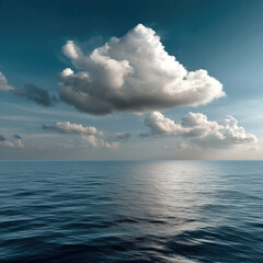 Obraz premium Calm sea blue sky fluffy cloud tranquil water horizon peaceful natural light scenic view outdoor daylight