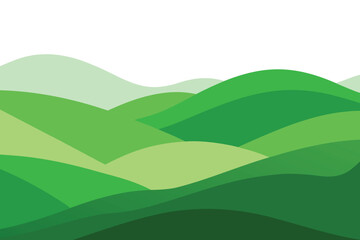 Minimalist Green Hills Illustration Gradient Shades of Emerald and Lime Landscape Background Pattern