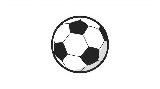 Classic black and white soccer ball illustration on a clean white background. Simple football icon for sports and game concepts