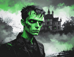 Illustration Frankenstein, la cr&eacute;ature des t&eacute;n&egrave;bres