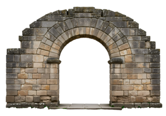Ancient Roman Archway Stone Arch Structure Architectural Detail Historical Building Entrance Ruined Gateway Medieval Architecture Photography isolated on transparent background