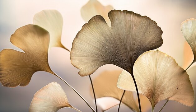 elegant delicate ginkgo leaf muted tones