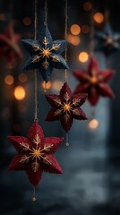 Christmas Star Ornaments Hanging Decorations with Bokeh
