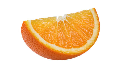 Orange wedge isolated on transparent background. Citrus fruit as allergen in diet menu. Ingredient marked for restricted food consumption.