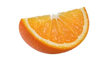 Orange wedge isolated on transparent background. Citrus fruit as allergen in diet menu. Ingredient marked for restricted food consumption.