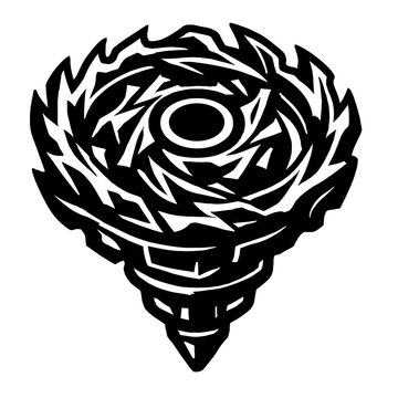 Stylized Spinning Top Toy Icon Vector - Dynamic and Aggressive Design