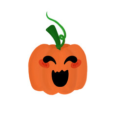 Halloween Pumkin illustration with suprised Expression, isolated on transparent