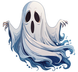 Spooky cartoon ghost clipart illustration, isolated 