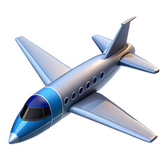 Fototapeta premium A sleek silver and blue airplane isolated on transparent background, ready to fly