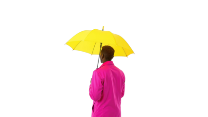 Person with Yellow Umbrella on transparent background png
