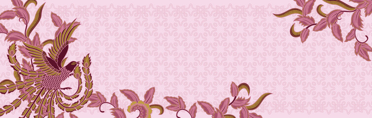  pink colored bird of paradise motif neck scarf.