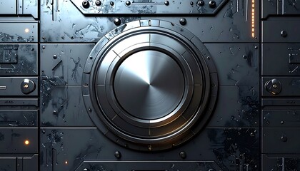 Obraz premium Futuristic metallic panel with circular control