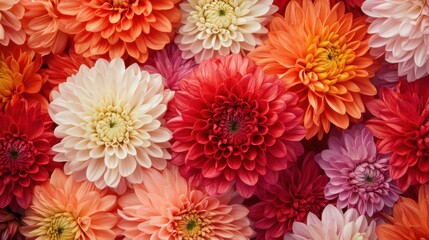 A vibrant floral tapestry: A rich, colorful arrangement of dahlia blooms