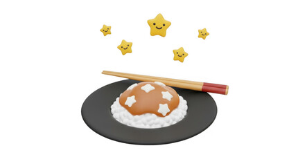 Delicious Japanese Onigiri Rice Ball with Chopsticks.