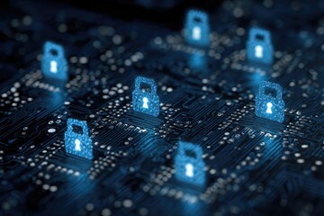 Cybersecurity Network Protection Digital Locks.
