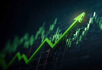 Green Arrow Stock Market Growth Chart.