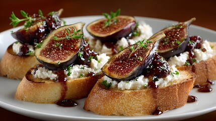 Delicious fig and cheese crostini appetizer recipe for gourmet food blog and catering service menu item idea