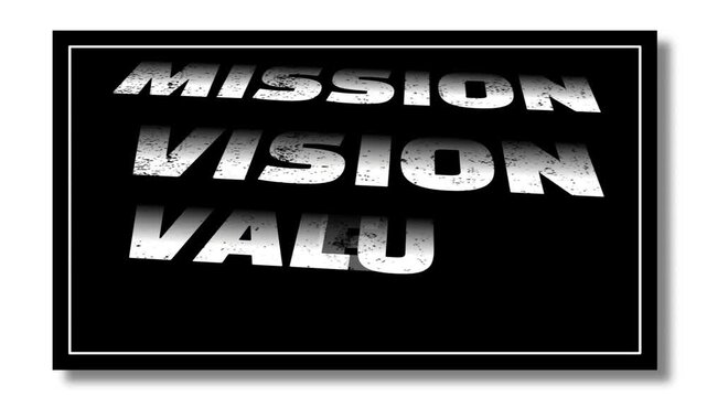 Vision, mission, value text motion animation on black board motivational quote
