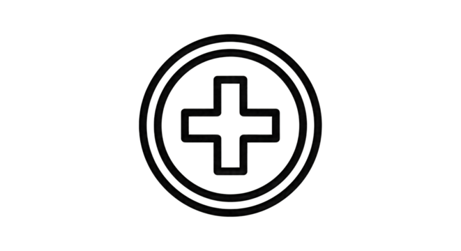 Stylized Plus Sign Inside Concentric Circles cross isolated on a transparent background