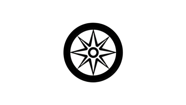 Stylized Star Symbol Outline on Black geometric abstract isolated on a transparent background