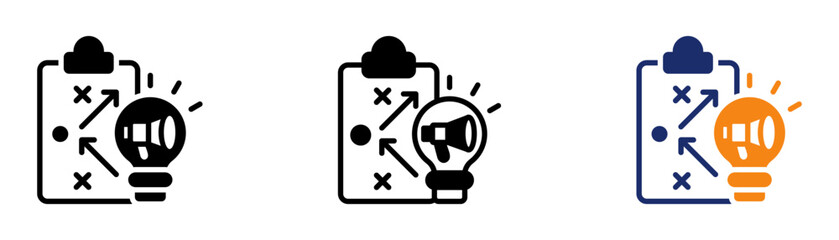 Marketing Plan Icon Collection Glyph & Mixed Style 