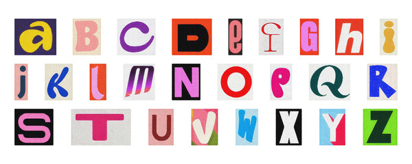 Creative scrapbook alphabet PNG, colorful collage letters isolated