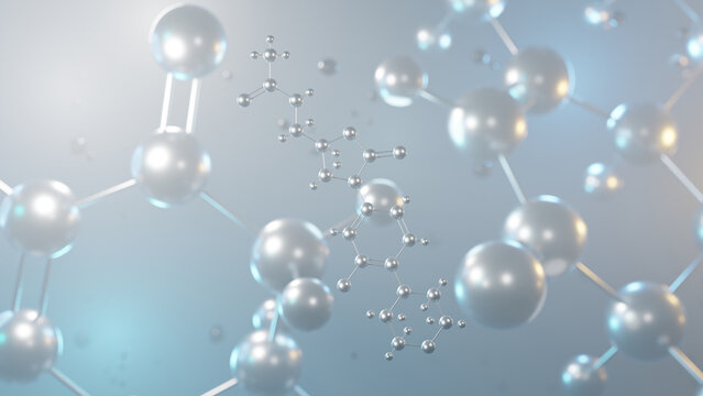 linezolid molecular structure, 3d model molecule, antibiotic structural chemical formula view from a microscope