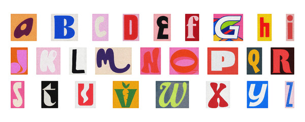 Creative scrapbook alphabet PNG, colorful collage letters isolated