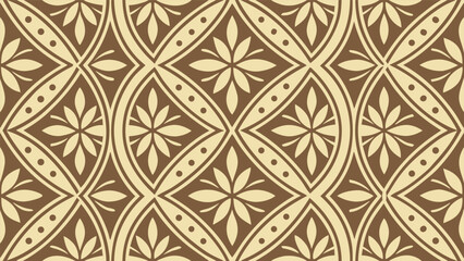 Intricate seamless pattern in a traditional Javanese Batik Ceplok style with floral ornaments © Bayanaka
