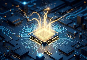 Quantum computing futuristic design.