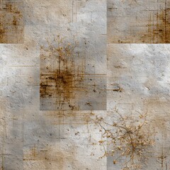 Fototapeta na wymiar Background features a seamless repeating pattern with aged textures, vintage designs, and delicate botanical motifs in soft sepia hues SEAMLESS PATTERN