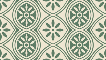 Seamless Mediterranean tile pattern with geometric floral ornaments for floor and wall design © Bayanaka