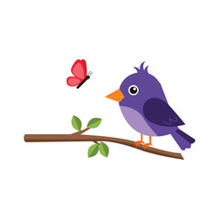 bird,branch,nature modern flat vector illustration for wildlife environment design vector graphic for spring theme